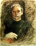 kathe kollwitz sjalvportratt en face oil painting